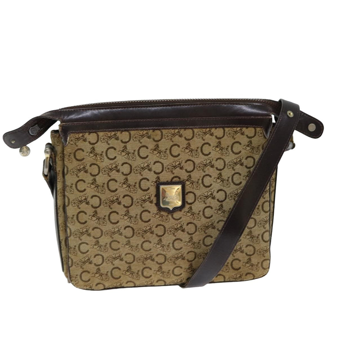 Celine C Macadam Canvas Shoulder Bag Beige Brown Auth 81007