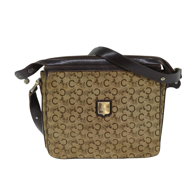 Celine C Macadam Canvas Shoulder Bag Beige Brown Auth 81007
