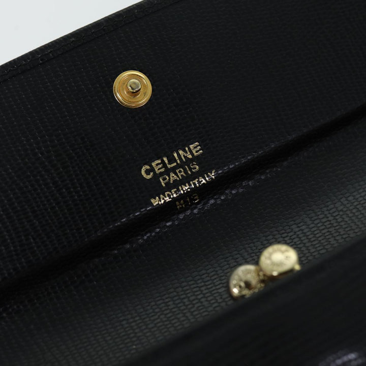 Celine Long Wallet Leather Black Auth 81009