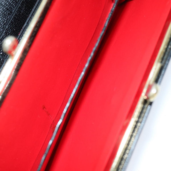 Celine Long Wallet Leather Black Auth 81009