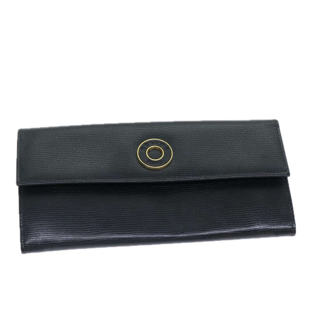 Celine Long Wallet Leather Black Auth 81009