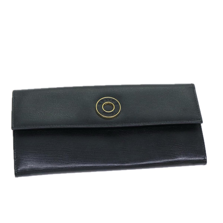 Celine Long Wallet Leather Black Auth 81009