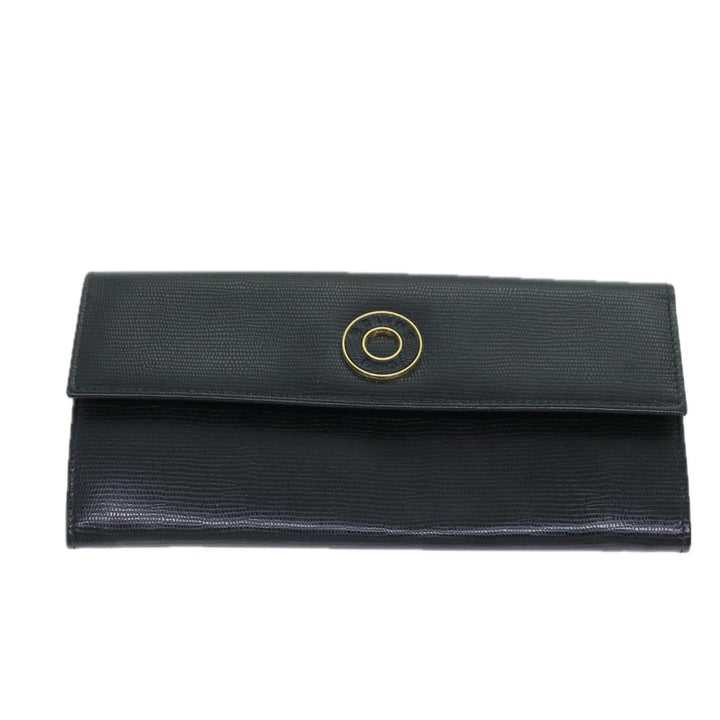 Celine Long Wallet Leather Black Auth 81009