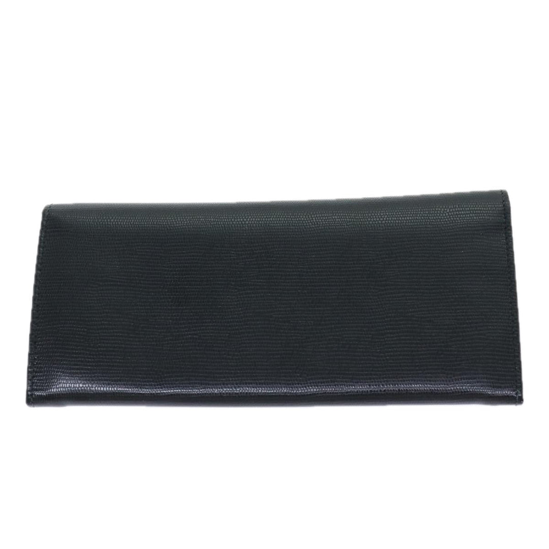 Celine Long Wallet Leather Black Auth 81009
