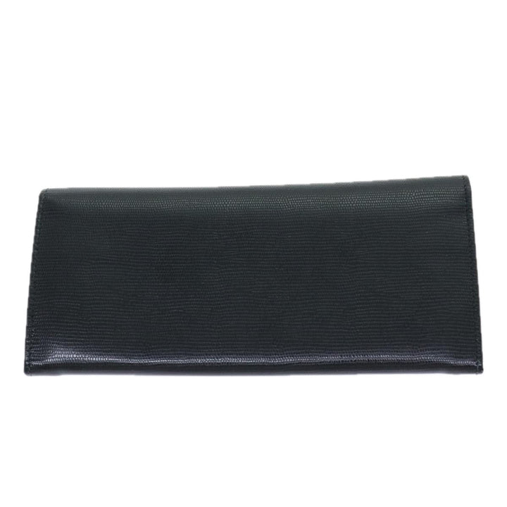 Celine Long Wallet Leather Black Auth 81009