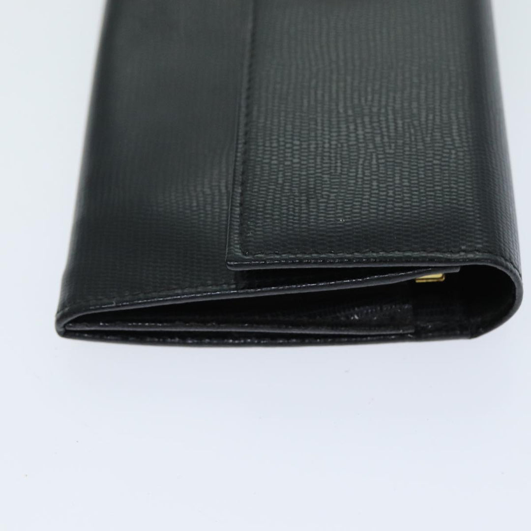 Celine Long Wallet Leather Black Auth 81009