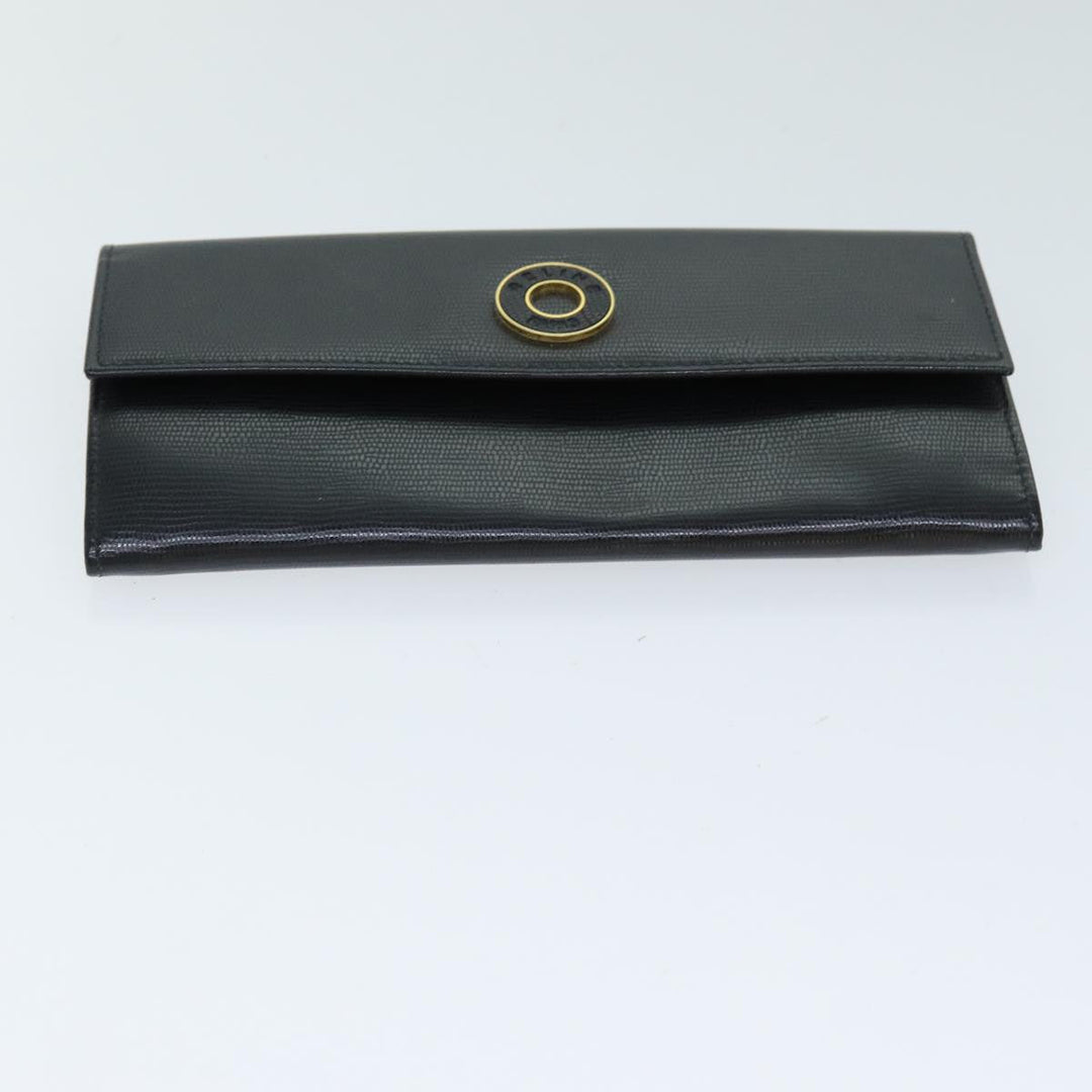 Celine Long Wallet Leather Black Auth 81009