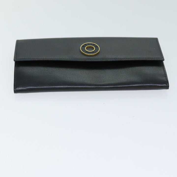 Celine Long Wallet Leather Black Auth 81009