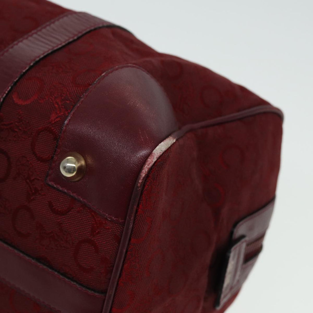 Celine C Macadam Canvas Boston Bag Red Auth 81013