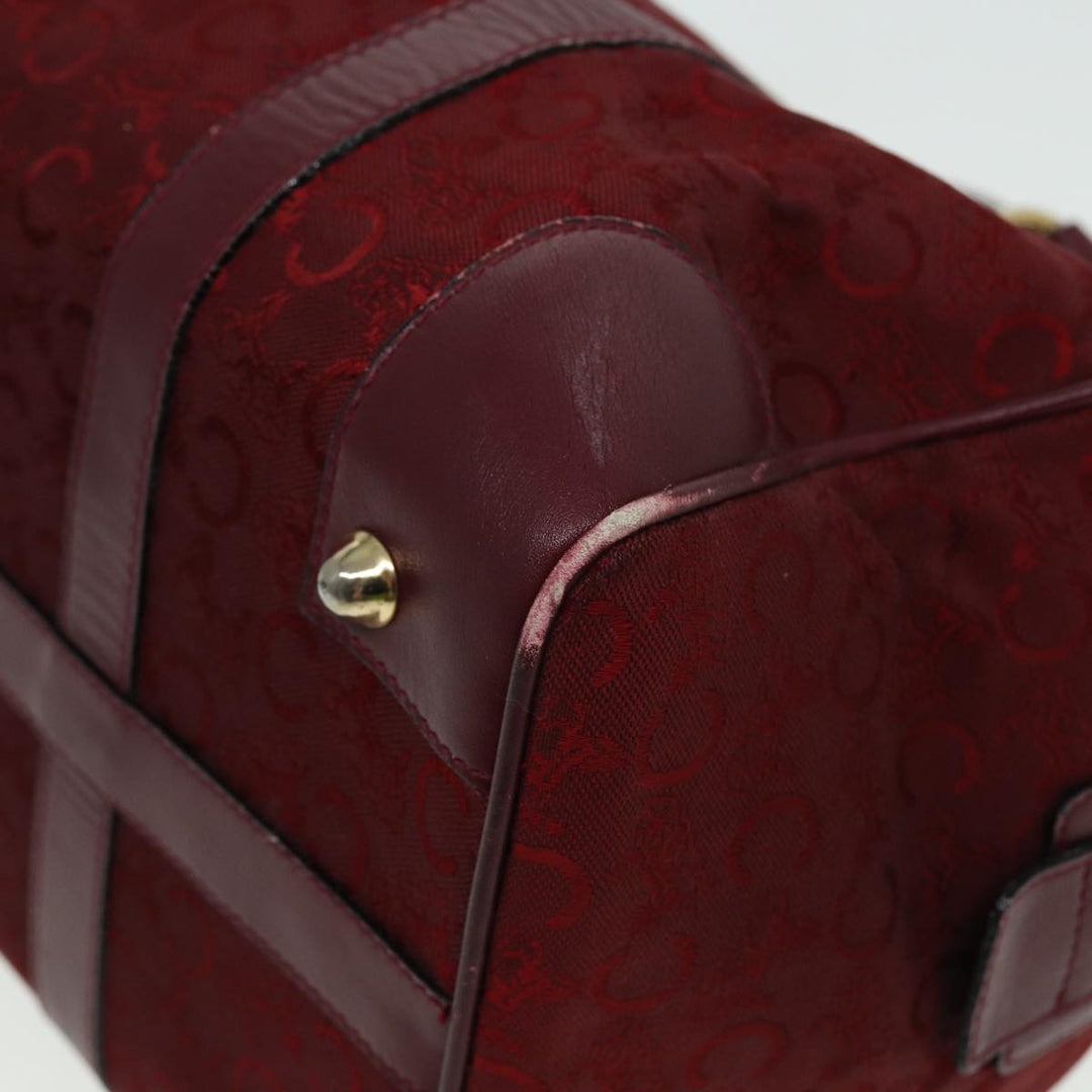 Celine C Macadam Canvas Boston Bag Red Auth 81013