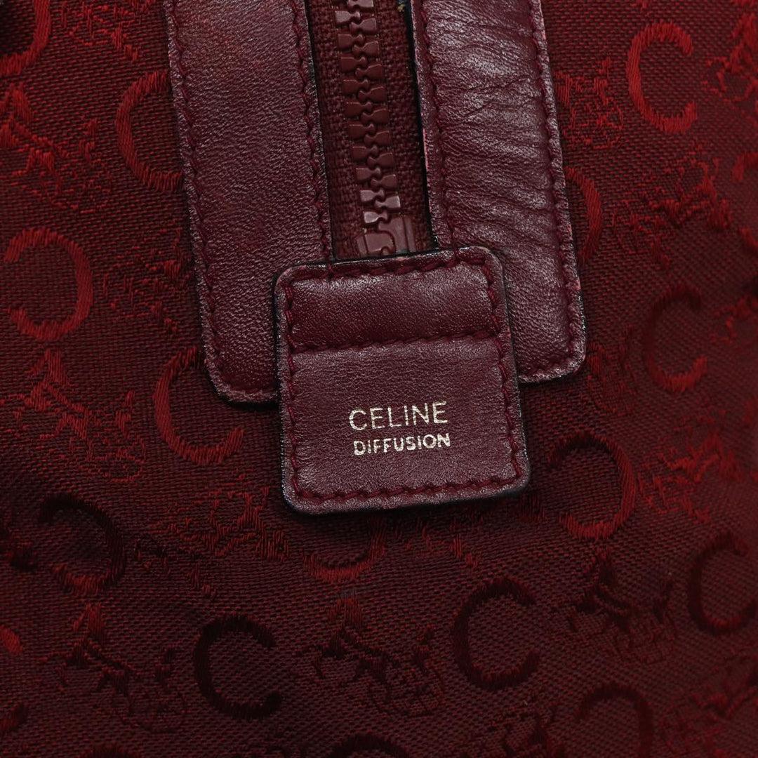 Celine C Macadam Canvas Boston Bag Red Auth 81013