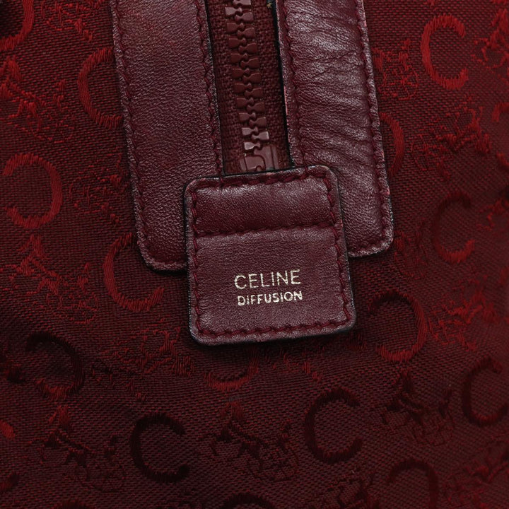 Celine C Macadam Canvas Boston Bag Red Auth 81013