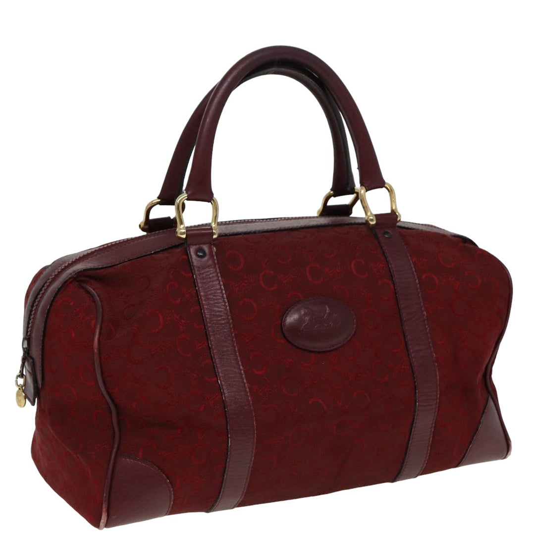 Celine C Macadam Canvas Boston Bag Red Auth 81013