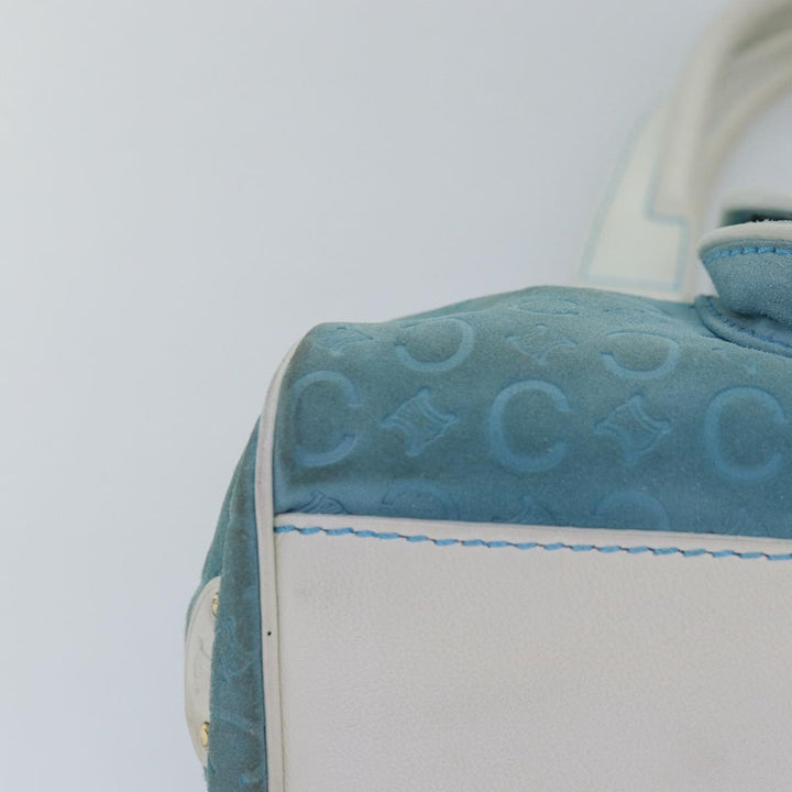 Celine C Macadam Canvas Hand Bag Suede Light Blue Auth 81050