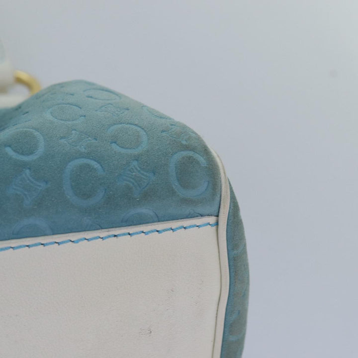 Celine C Macadam Canvas Hand Bag Suede Light Blue Auth 81050