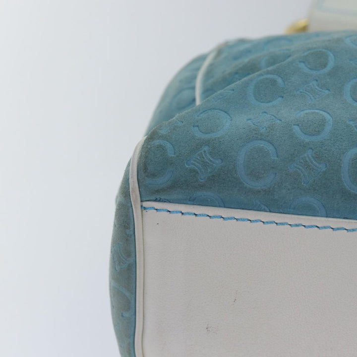 Celine C Macadam Canvas Hand Bag Suede Light Blue Auth 81050