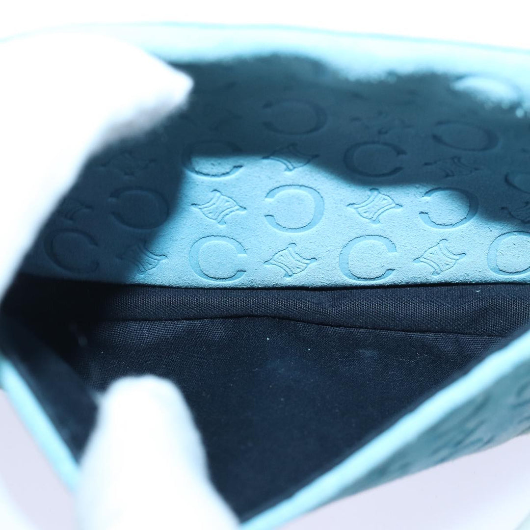 Celine C Macadam Canvas Hand Bag Suede Light Blue Auth 81050