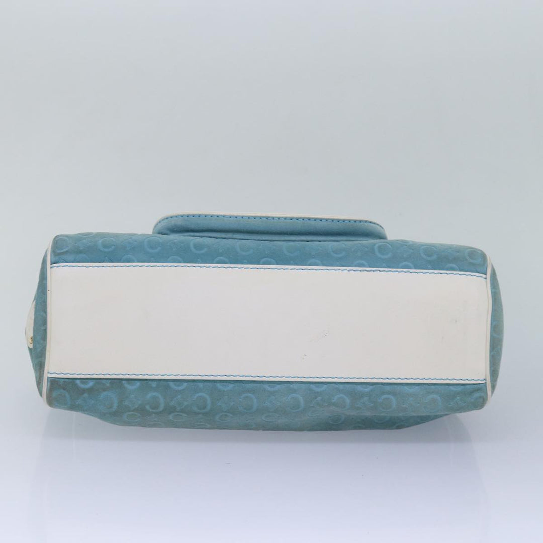 Celine C Macadam Canvas Hand Bag Suede Light Blue Auth 81050