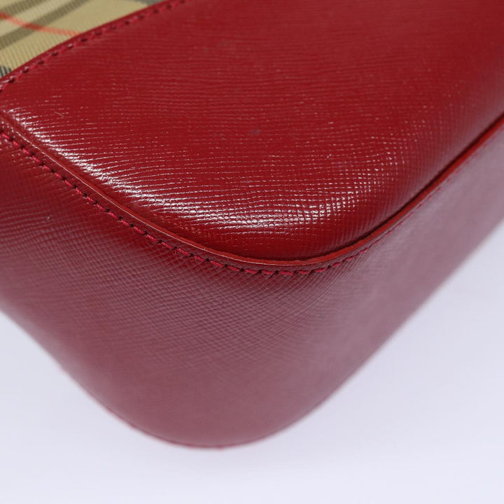 Burberry Nova Check Tote Bag Canvas Beige Red Auth 81053