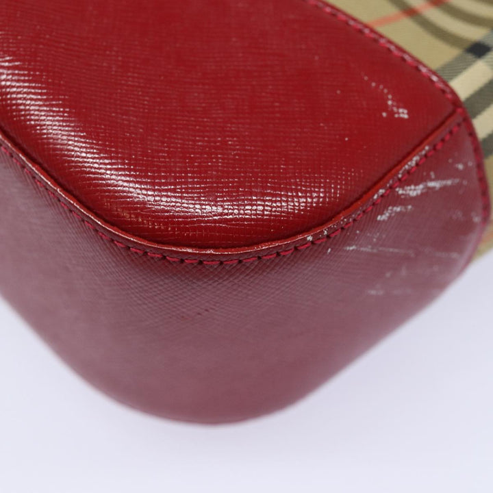 Burberry Nova Check Tote Bag Canvas Beige Red Auth 81053
