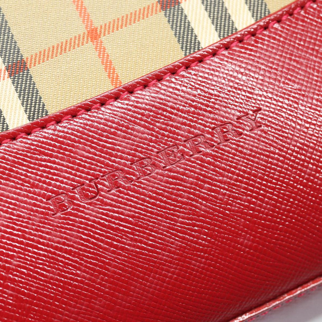 Burberry Nova Check Tote Bag Canvas Beige Red Auth 81053