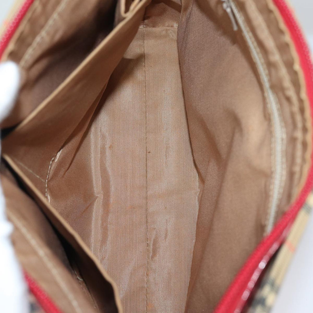 Burberry Nova Check Tote Bag Canvas Beige Red Auth 81053