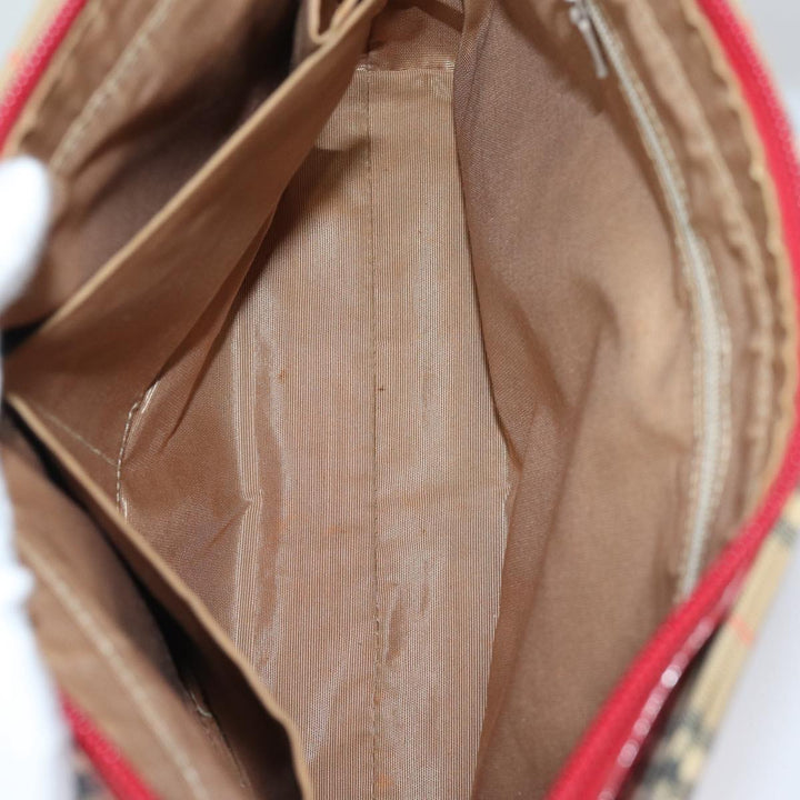 Burberry Nova Check Tote Bag Canvas Beige Red Auth 81053