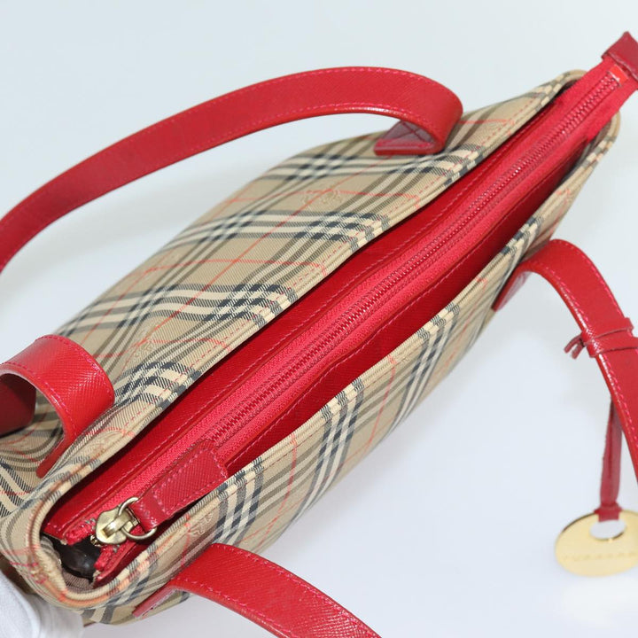 Burberry Nova Check Tote Bag Canvas Beige Red Auth 81053