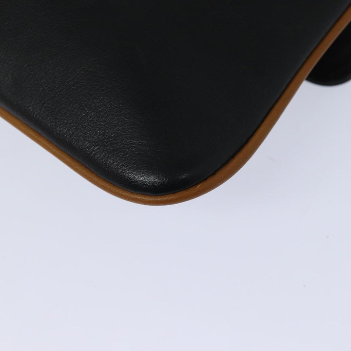 Celine Clutch Bag Leather Black Auth 81129