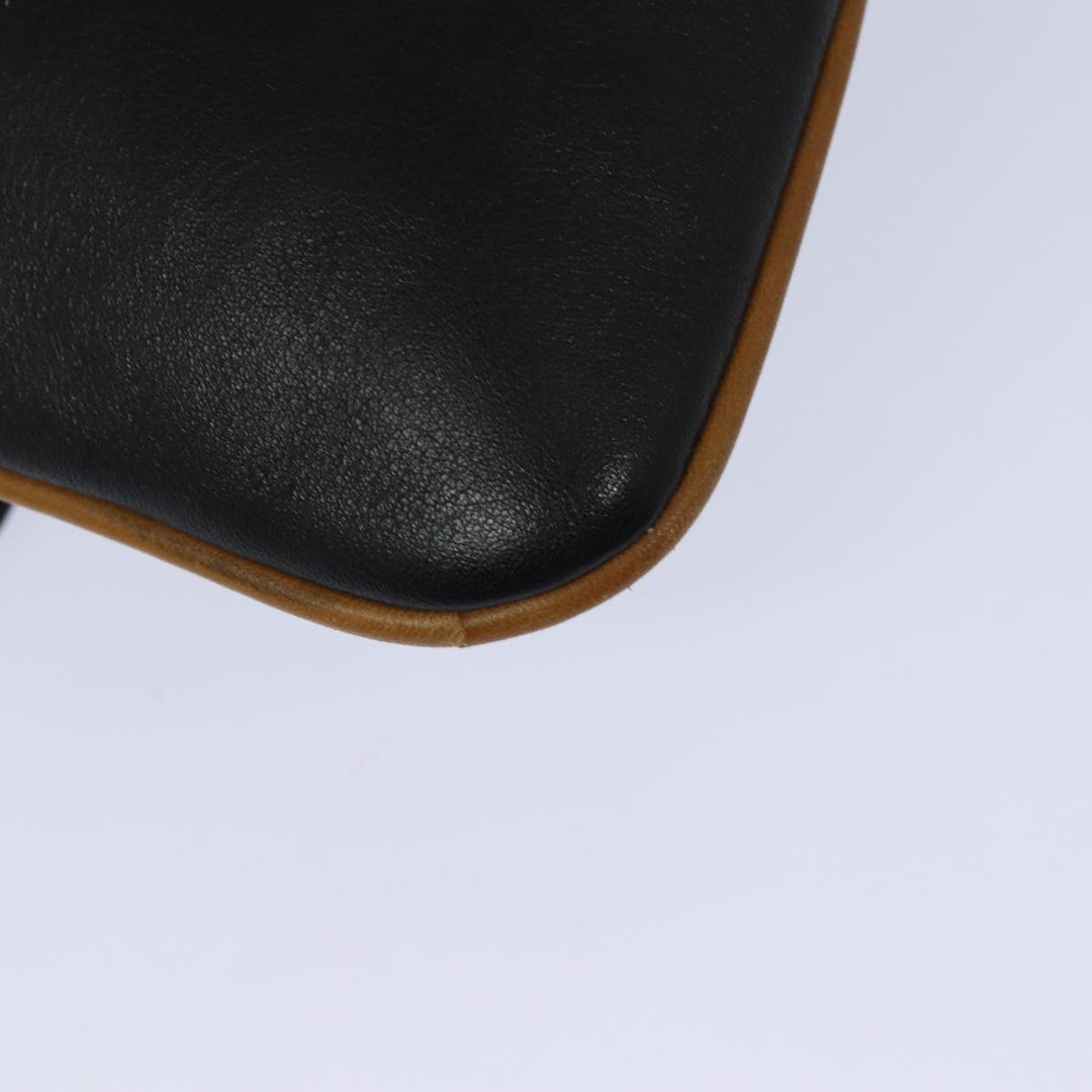 Celine Clutch Bag Leather Black Auth 81129