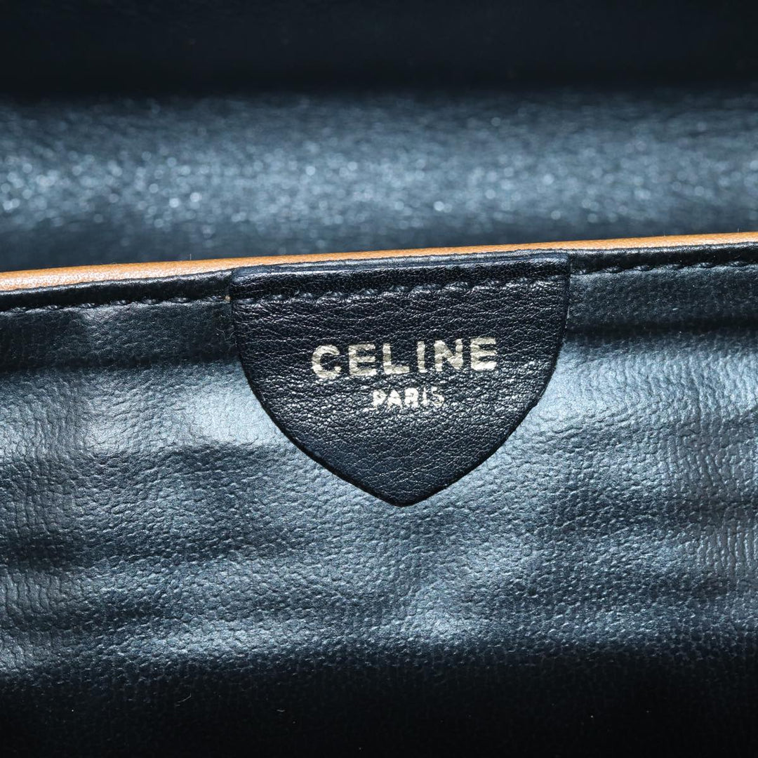Celine Clutch Bag Leather Black Auth 81129