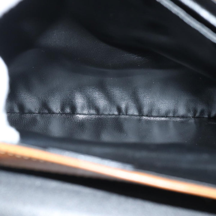 Celine Clutch Bag Leather Black Auth 81129