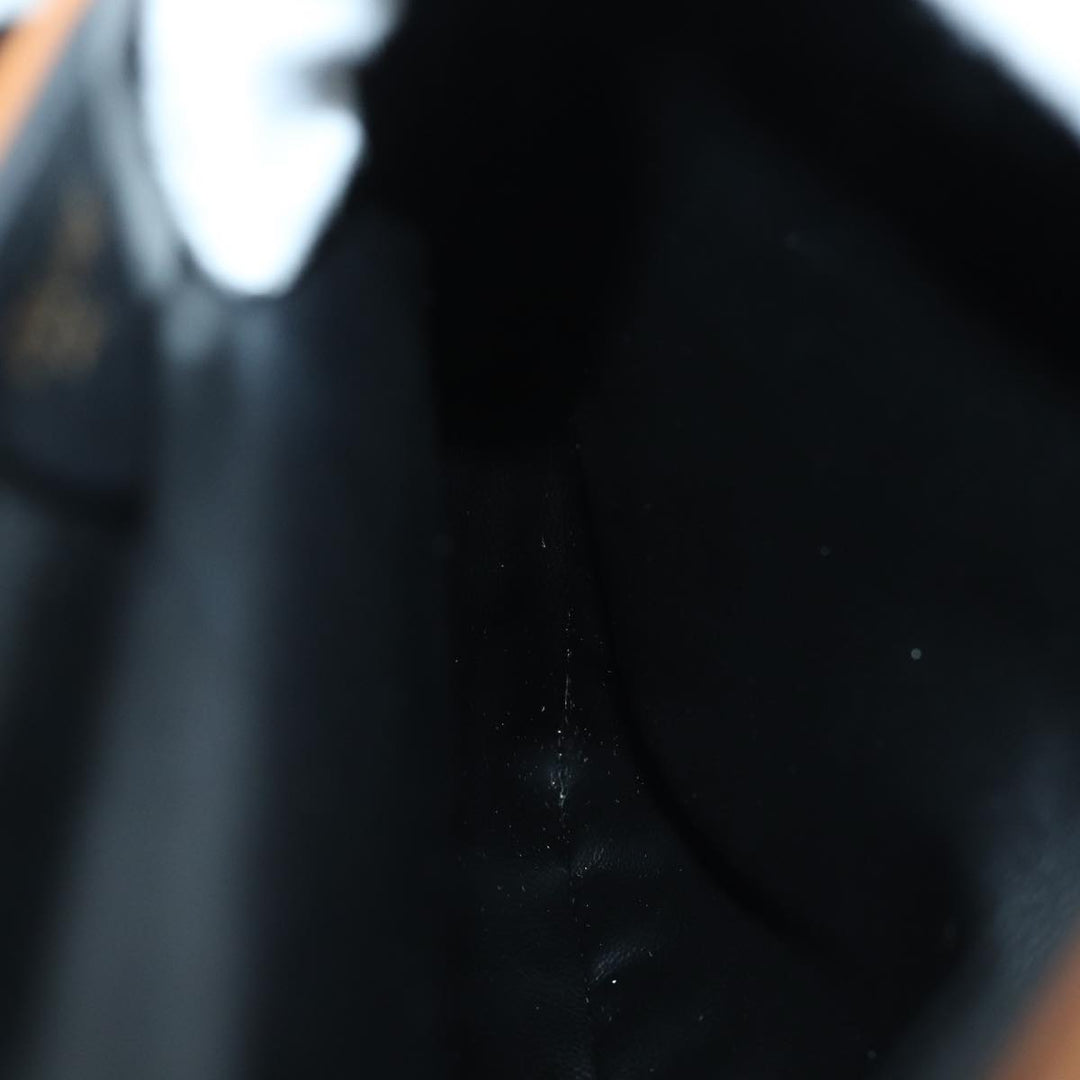 Celine Clutch Bag Leather Black Auth 81129