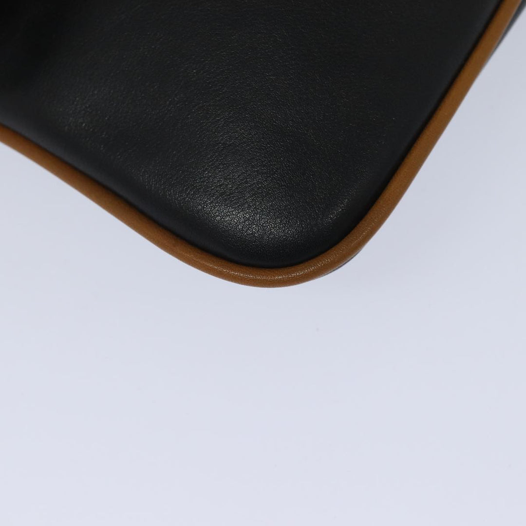 Celine Clutch Bag Leather Black Auth 81129