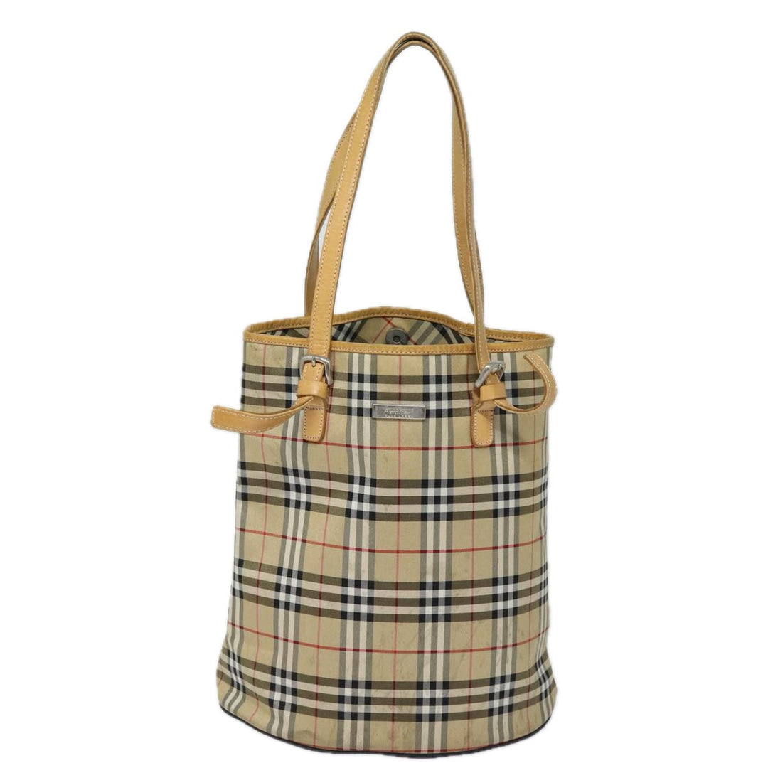 BurberrySs Nova Check Blue Label Shoulder Bag Canvas Beige Auth 81140