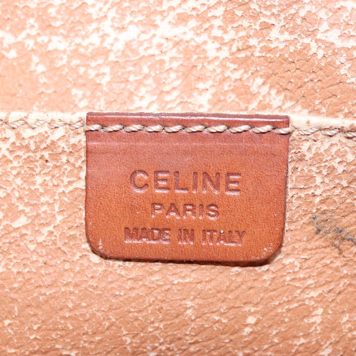 Celine Macadam Canvas Shoulder Bag PVC Leather Brown Auth 81150