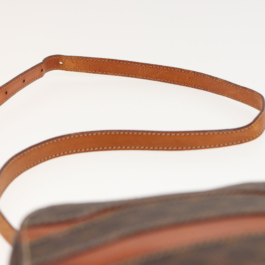Celine Macadam Canvas Shoulder Bag PVC Leather Brown Auth 81150
