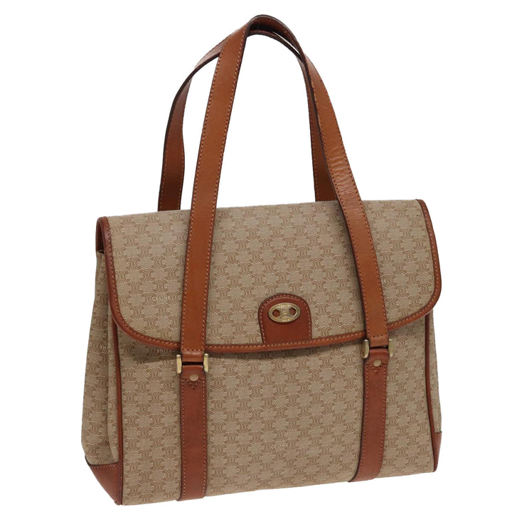 Celine Macadam Canvas Hand Bag Beige Auth 81193
