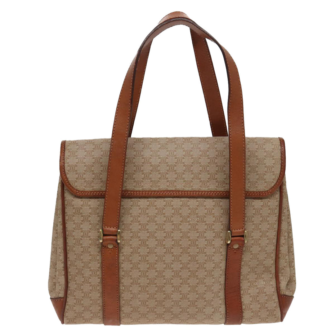 Celine Macadam Canvas Hand Bag Beige Auth 81193
