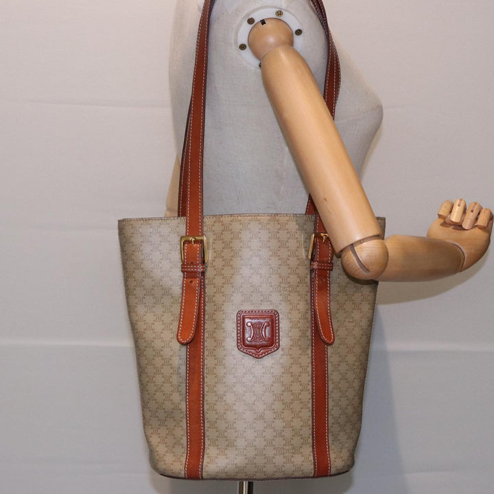 Celine Macadam Canvas Shoulder Bag Beige  81194