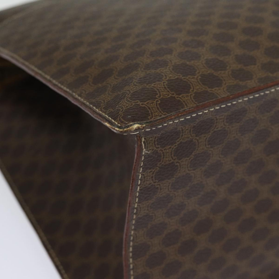 Celine Macadam Canvas Hand Bag PVC Leather Brown Auth 81195