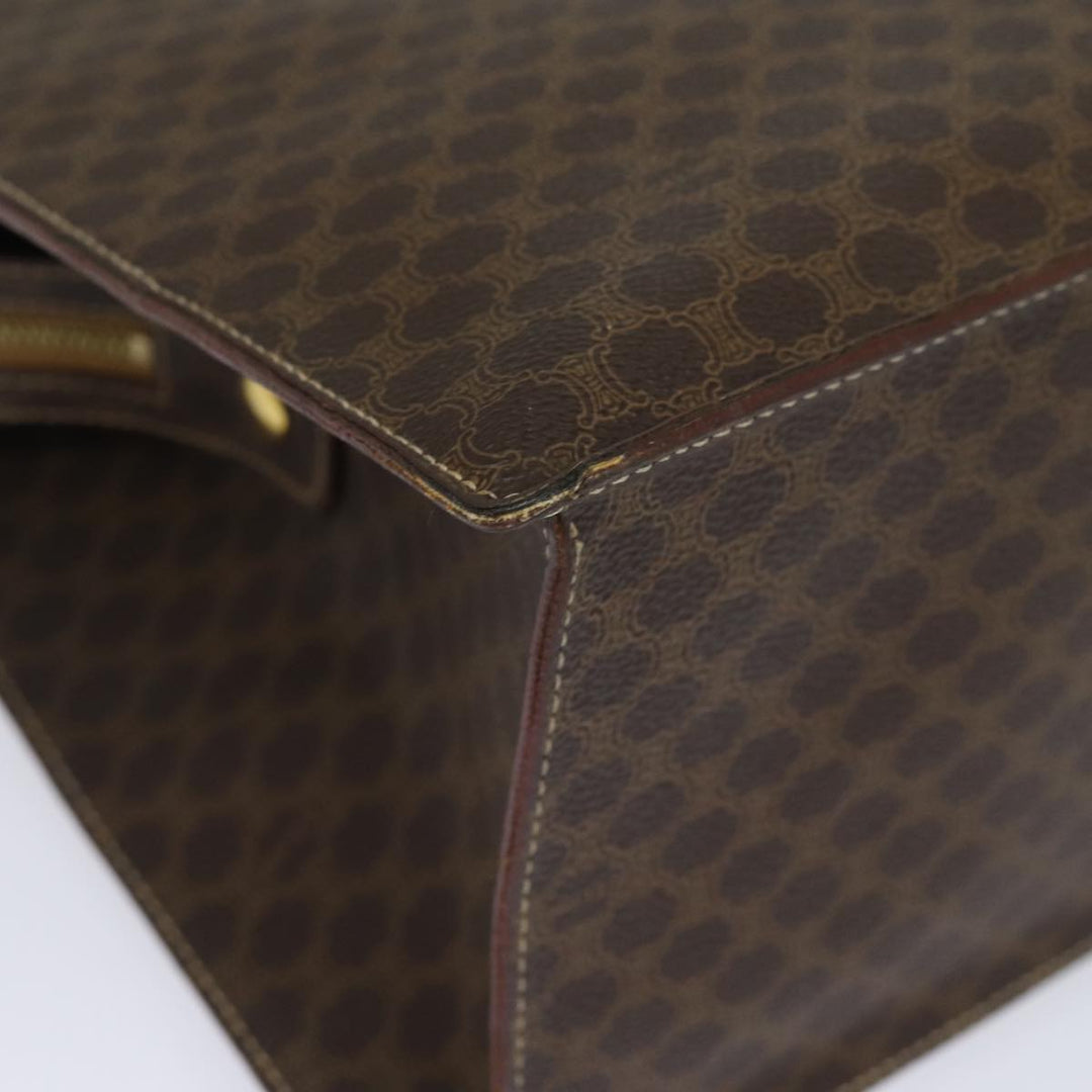 Celine Macadam Canvas Hand Bag PVC Leather Brown Auth 81195