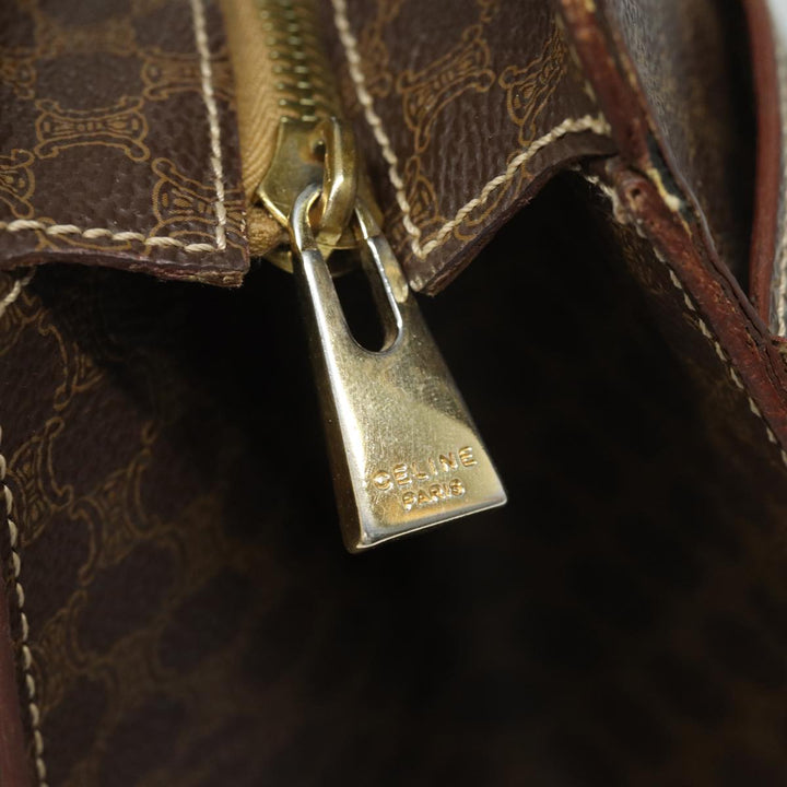 Celine Macadam Canvas Hand Bag PVC Leather Brown Auth 81195