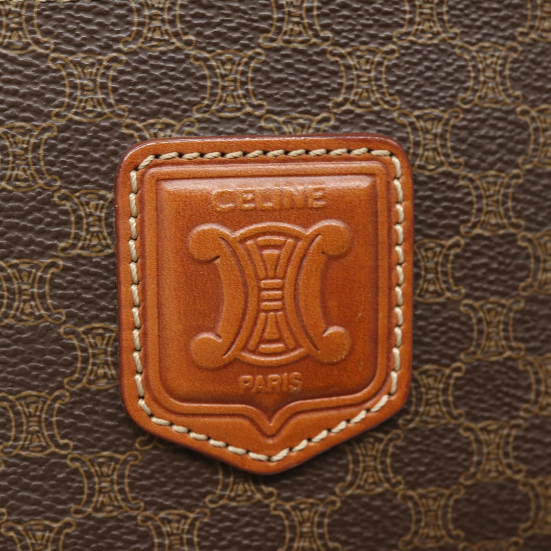 Celine Macadam Canvas Hand Bag PVC Leather Brown Auth 81195