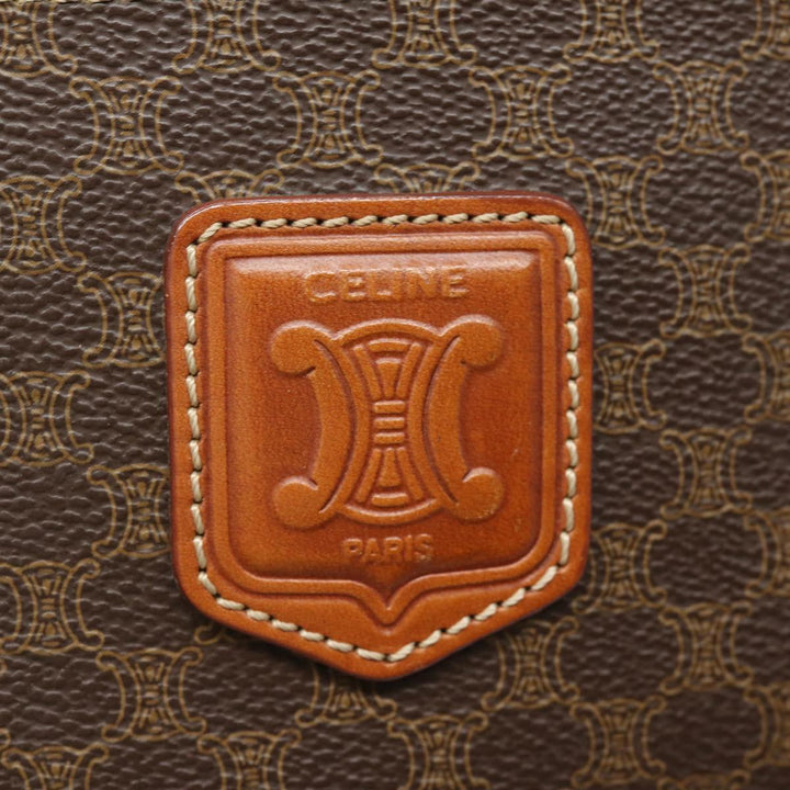 Celine Macadam Canvas Hand Bag PVC Leather Brown Auth 81195