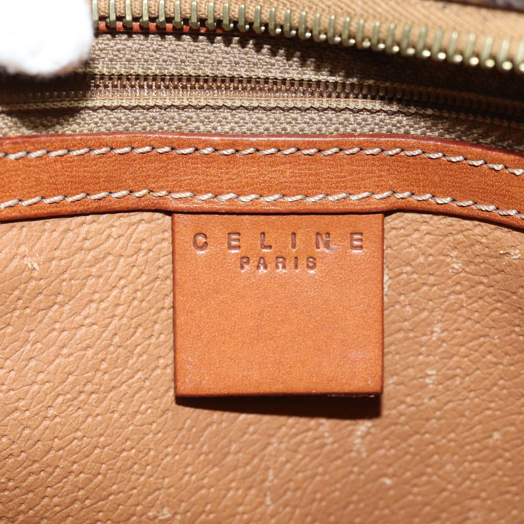 Celine Macadam Canvas Hand Bag PVC Leather Brown Auth 81195