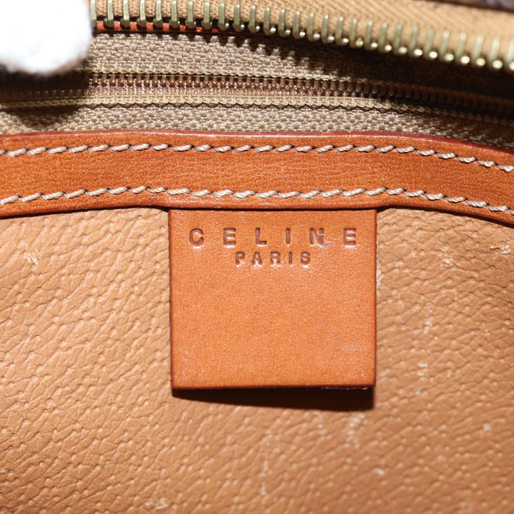 Celine Macadam Canvas Hand Bag PVC Leather Brown Auth 81195