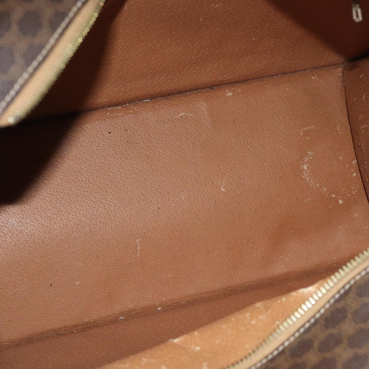 Celine Macadam Canvas Hand Bag PVC Leather Brown Auth 81195