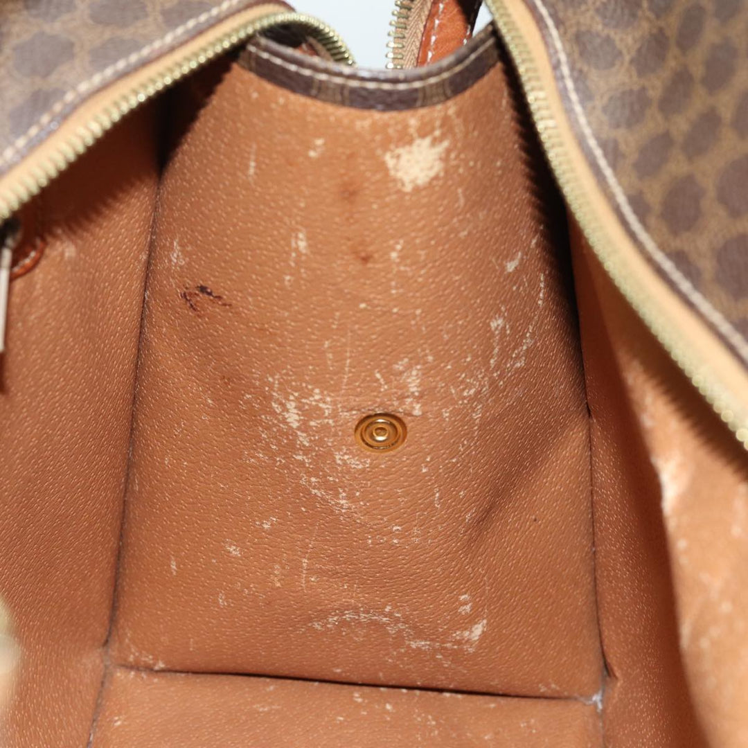 Celine Macadam Canvas Hand Bag PVC Leather Brown Auth 81195