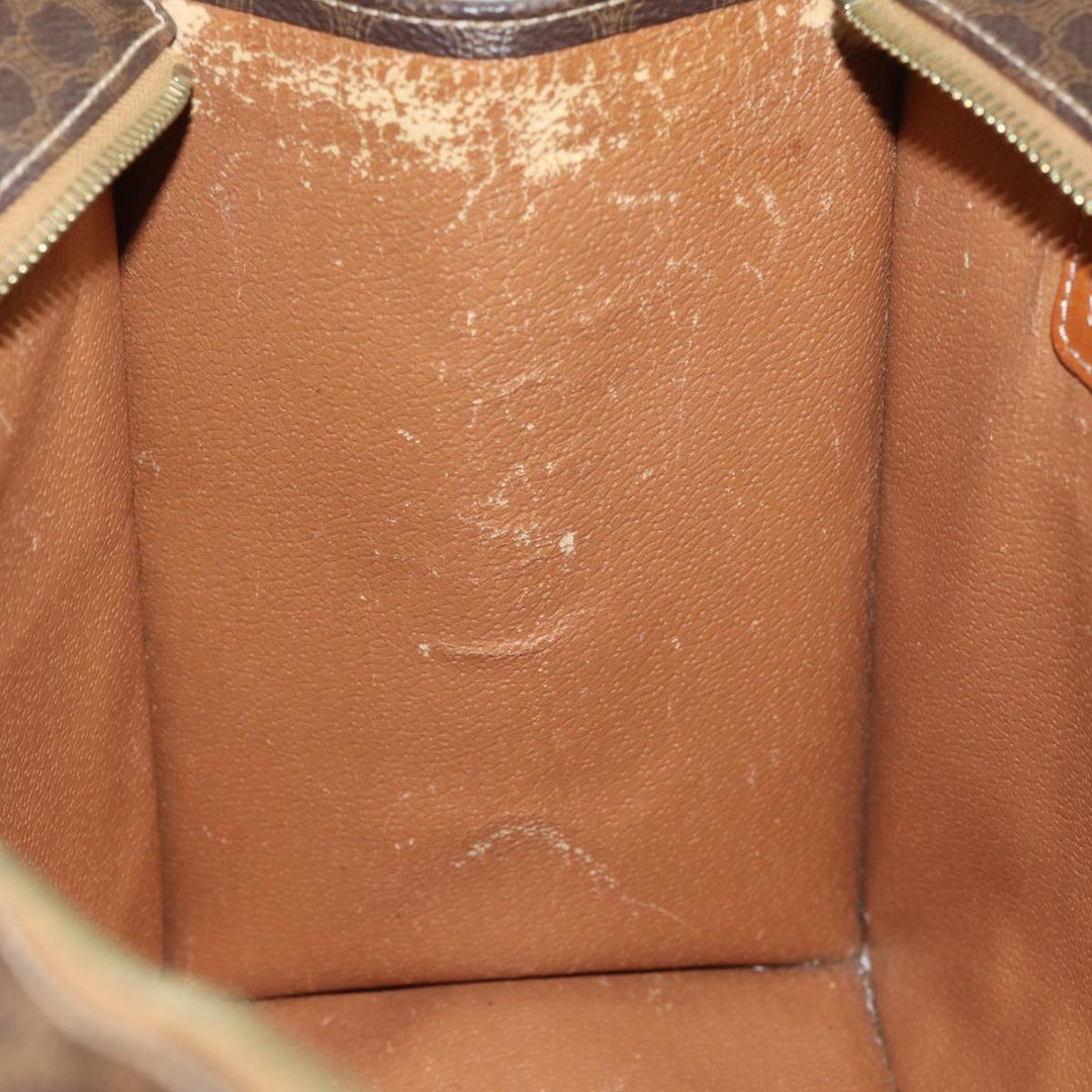 Celine Macadam Canvas Hand Bag PVC Leather Brown Auth 81195